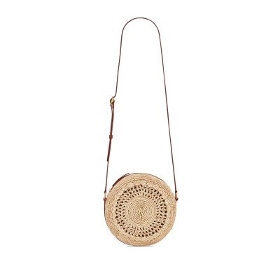 YSL SAC ROND IN RAFFIA AND SMOOTH LEATHER 685601GAAAA2080 (21*21*4cm)